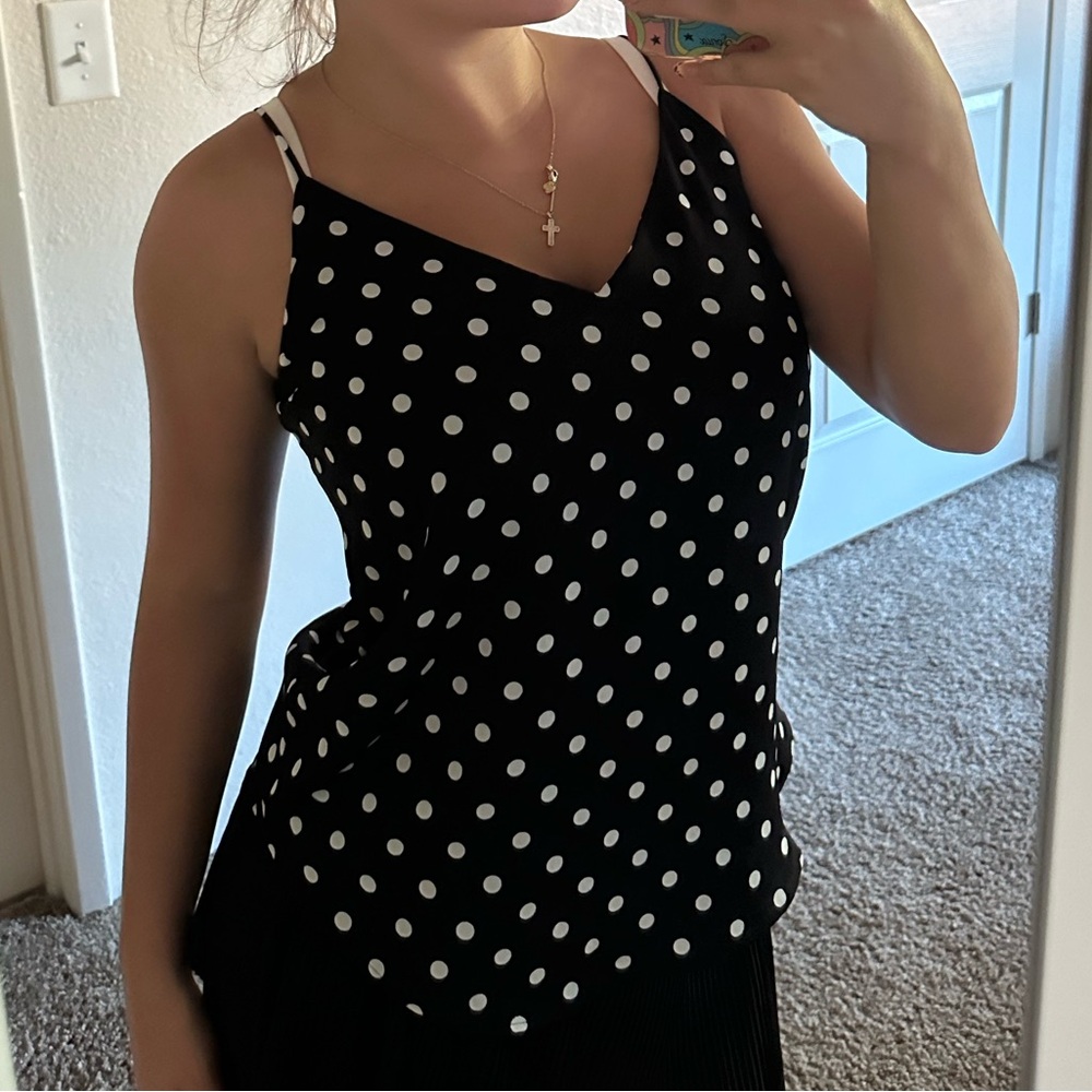 satin polka dot tank top